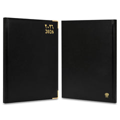 FIS Black A5 Vinyl Gold 2026 Sat-Sun AE Diary - FSDI92AE26BK - Al Masam Stationery LLC