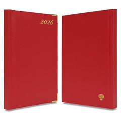 FIS Red A5 Golden Corner Hard Cover Vinyl 2026 Diary-FSDI22E26RE