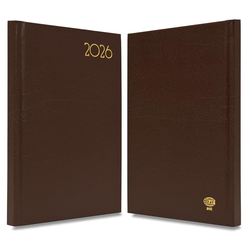 FIS Chocolate A5 Hard Cover Vinyl 2026 Weekly Diary-FSDI90E26CH - Al Masam Stationery LLC
