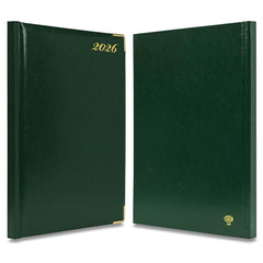FIS Green A4 Golden Corner Hard Cover Vinyl 2026 Diary-FSDI42E26GR