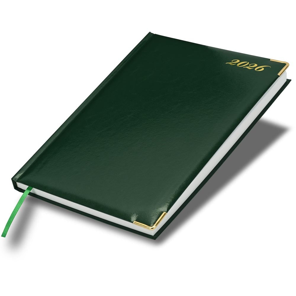 FIS Green A4 Golden Corner Hard Cover Vinyl 2026 Diary-FSDI42E26GR