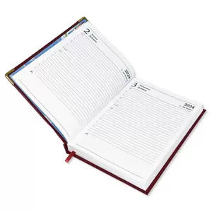 FIS Golden Diary 2024 A5 Vinyl (Arabic/English) 1 Side Padded, Round Corner Maroon - Al Masam Stationery LLC