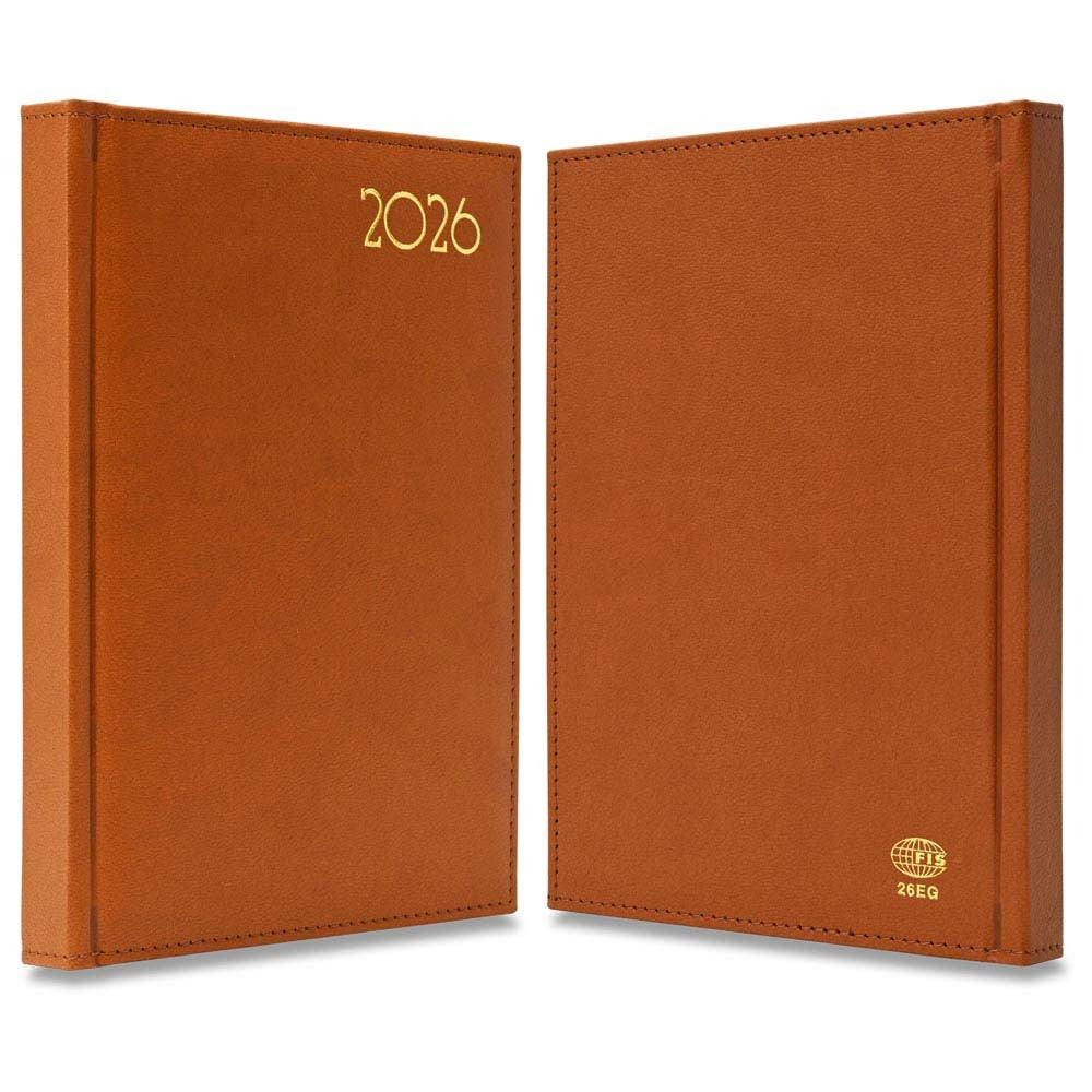 FIS Brown A5 Golden PU Gilded Edge 2026 Diary-FSDI26EG26BR - Al Masam Stationery LLC