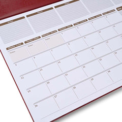 FIS Maroon PVC 490x340mm English-French 2026 Desk Planner - FSDK2EF26MR