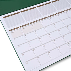 FIS Green PU Flap 490x340mm Arabic-English 2026 Desk Planner - FSDKPAE26GR