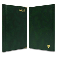 FIS Green A5 Golden Corner Hard Cover Vinyl 2026 Diary-FSDI92E26GR