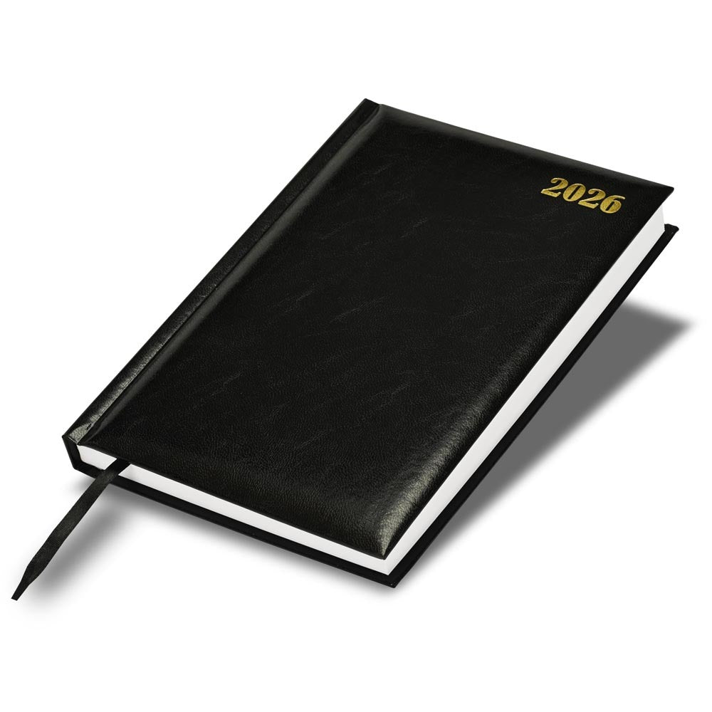 FIS Black A5 Padded Hard Cover Vinyl 2026 Diary-FSDI18E26BK - FSDI18E26BK Main image