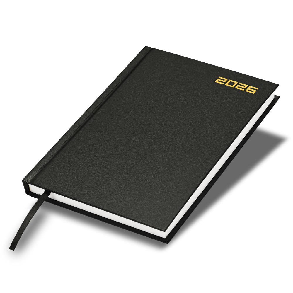 FIS Black A5 Hard Cover Vinyl 2026 Diary-FSDI21E26BK