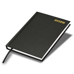 FIS Black A5 Hard Cover Vinyl 2026 Diary-FSDI21E26BK