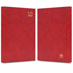FIS Red A5 Arabic-English Padded Vinyl 2026 Diary-FSDI92AEN26RE