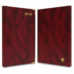 FIS Maroon A5 Golden Corner Hard Cover Vinyl 2026 Diary-FSDI92E26MR