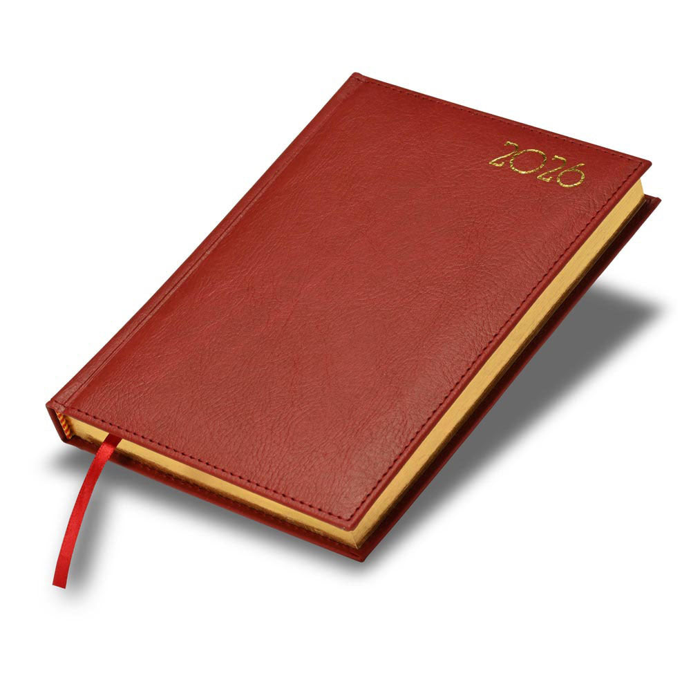 FIS Maroon A5 Golden PU Gilded Edge 2026 Diary-FSDI26EG26MR