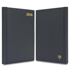 FIS Grey A5 Padded Hard Cover Vinyl 2026 Diary-FSDI18E26GY