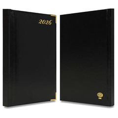 FIS Black A5 Golden Corner Hard Cover Vinyl 2026 Diary-FSDI92E26BK - Al Masam Stationery LLC