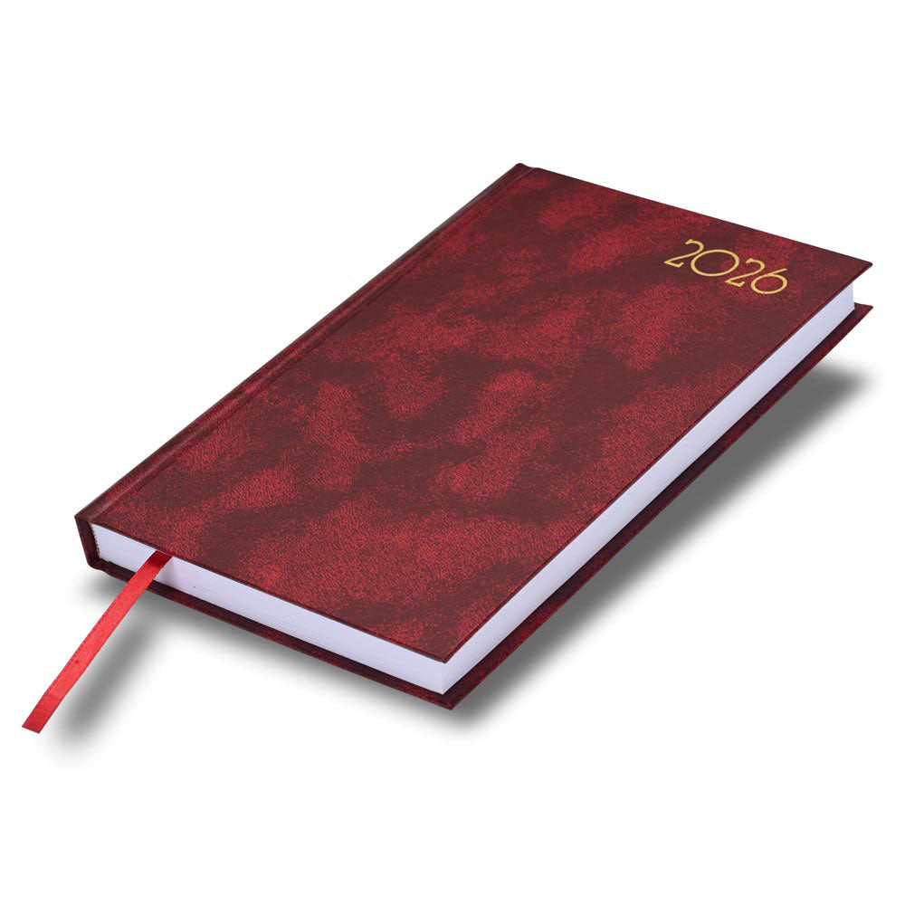 FIS Maroon A5 French Hard Cover Vinyl 2026 Diary-FSDI29FR26MR