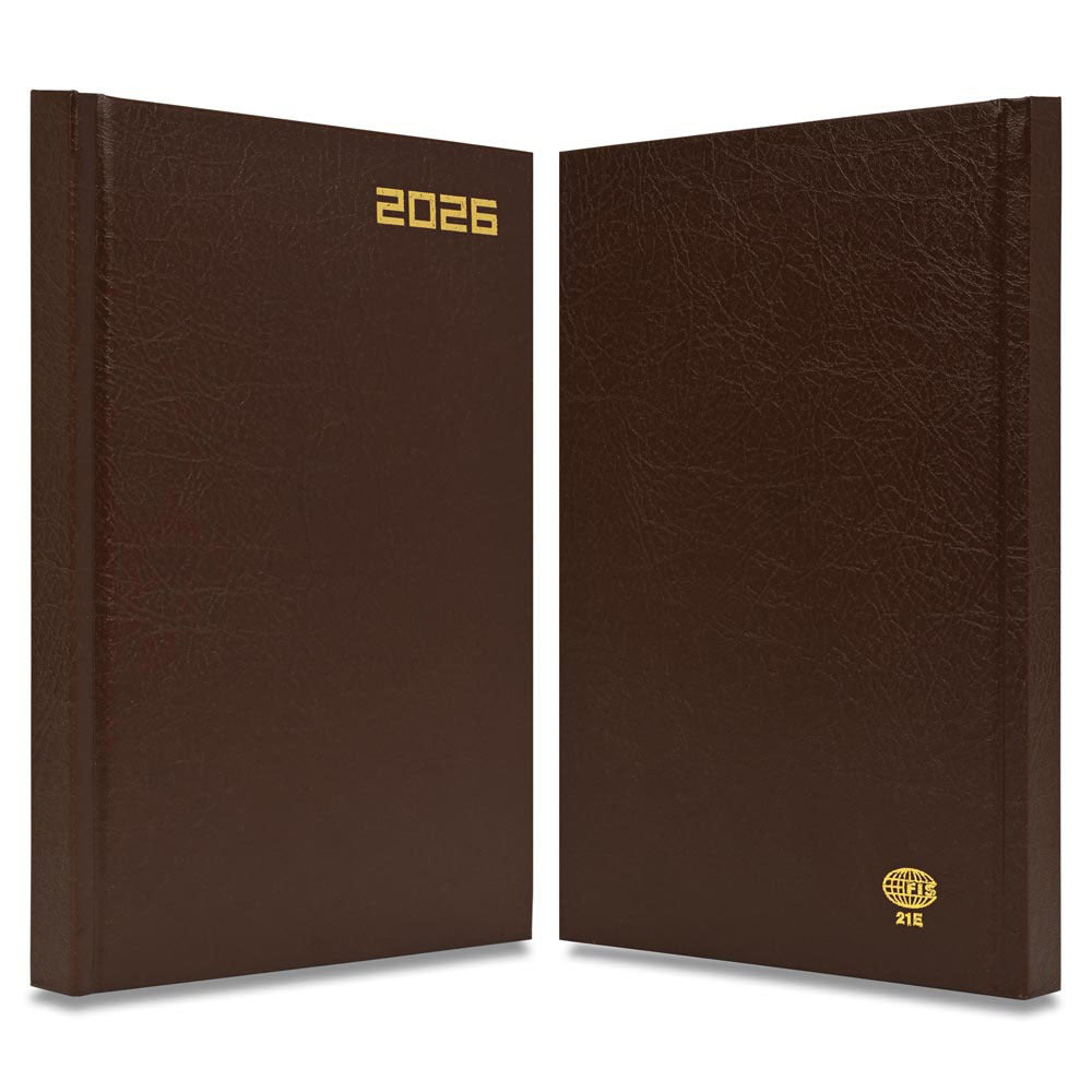 FIS Chocolate A5 Hard Cover Vinyl 2026 Diary-FSDI21E26CH - Al Masam Stationery LLC