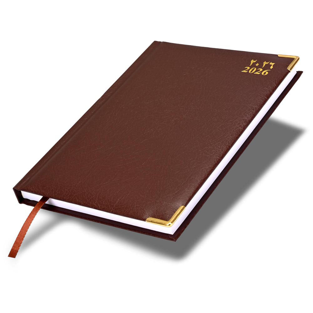 FIS Chocolate A5 Vinyl Gold 2026 Sat-Sun AE Diary - FSDI92AE26CH Main image
