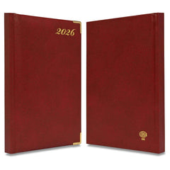 FIS Maroon A5 Golden Corner Hard Cover Vinyl 2026 Diary-FSDI22E26MR