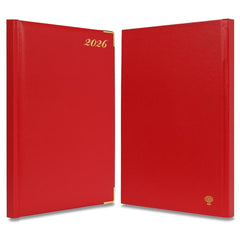 FIS Red A4 Golden Corner Hard Cover Vinyl 2026 Diary-FSDI42E26RE