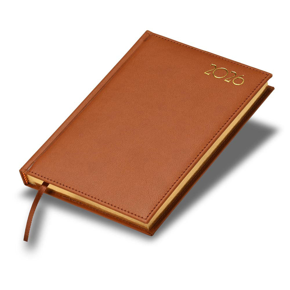 FIS Brown A5 Golden PU Gilded Edge 2026 Diary-FSDI26EG26BR
