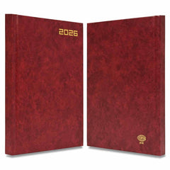 FIS Maroon A5 Hard Cover Vinyl 2026 Diary-FSDI21E26MR