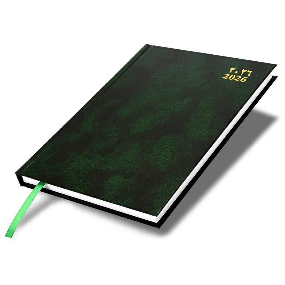 FIS Green A5 Arabic-English Padded Vinyl 2026 Diary-FSDI92AEN26GR