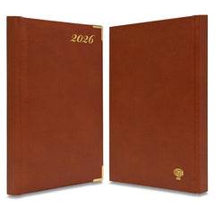 FIS Brown A5 Golden Corner Hard Cover Vinyl 2026 Diary-FSDI22E26BR - Al Masam Stationery LLC
