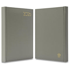 FIS Grey A5 Golden PU Gilded Edge 2026 Diary-FSDI26EG26GY