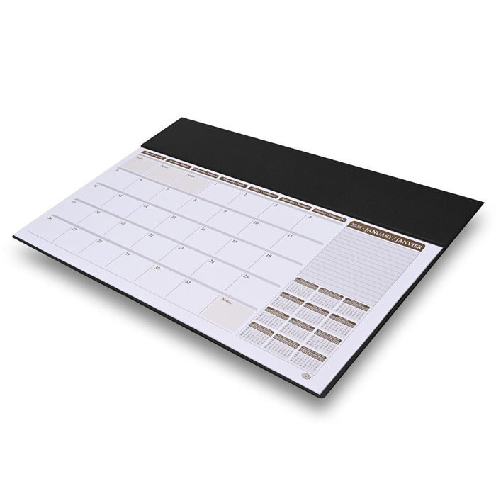FIS Black PVC 490x340mm English-French 2026 Desk Planner - FSDK2EF26BK