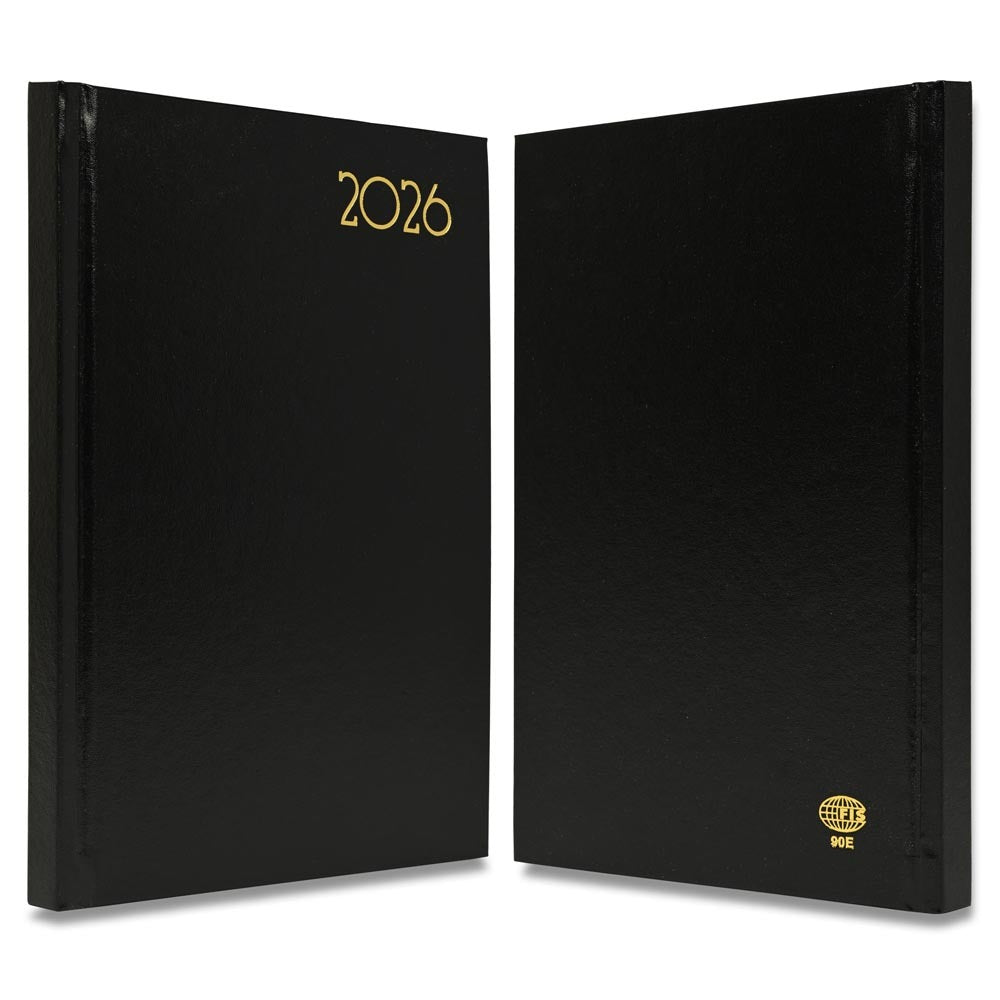 FIS Black A5 Hard Cover Vinyl 2026 Weekly Diary-FSDI90E26BK - Al Masam Stationery LLC