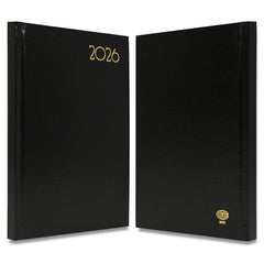 FIS Black A5 Hard Cover Vinyl 2026 Weekly Diary-FSDI90E26BK - Al Masam Stationery LLC