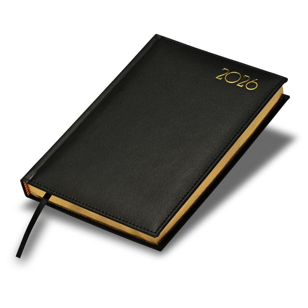 FIS Black A5 Golden PU Gilded Edge 2026 Diary-FSDI26EG26BK