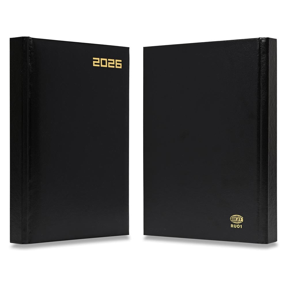 FIS Black A5 Russian-English Hard Cover Vinyl 2026 Diary-FSDIRU0126BK - Al Masam Stationery LLC