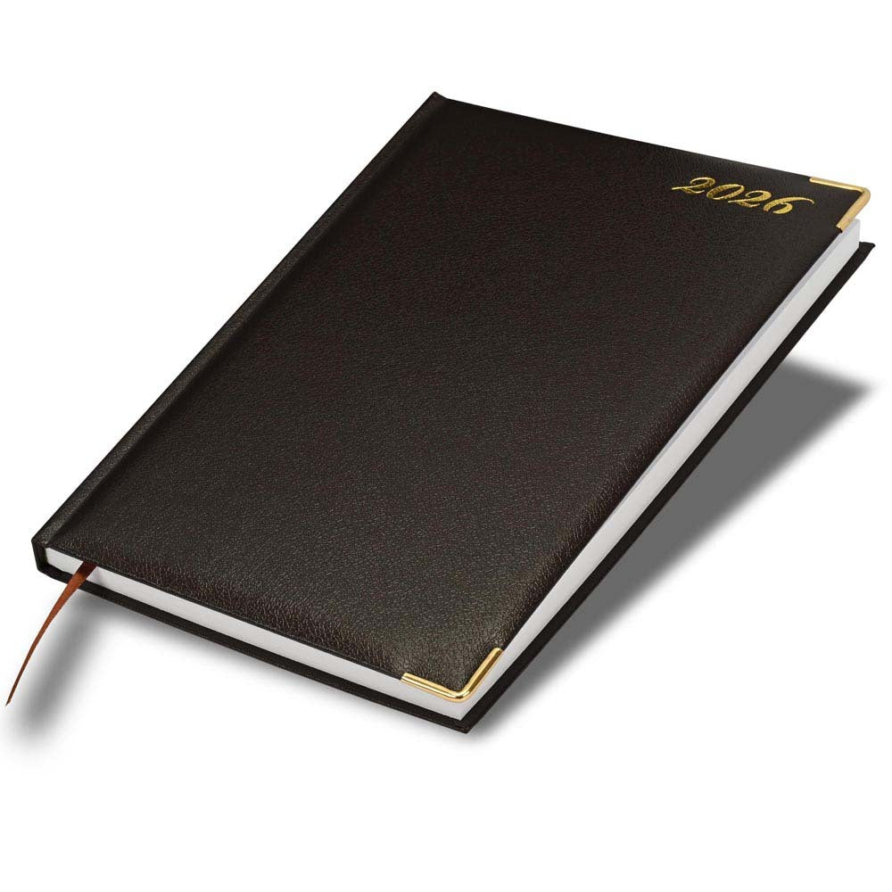 FIS Chocolate A4 Golden Corner Hard Cover Vinyl 2026 Diary-FSDI42E26CH