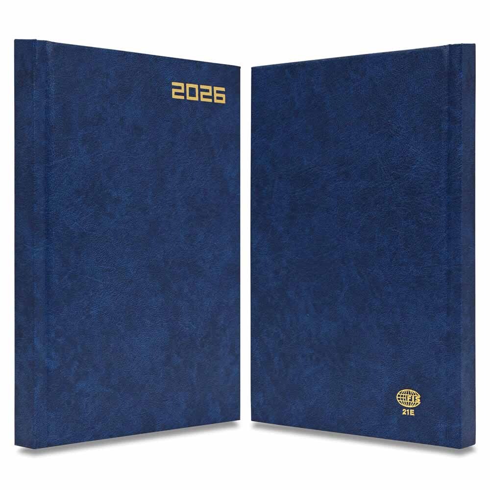 FIS Blue A5 Hard Cover Vinyl 2026 Diary-FSDI21E26BL - Al Masam Stationery LLC