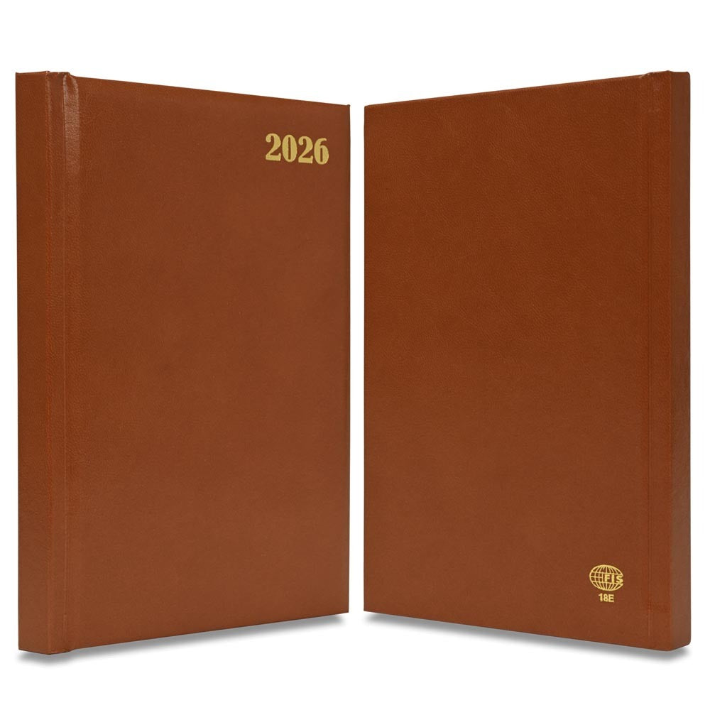 FIS Brown A5 Padded Hard Cover Vinyl 2026 Diary-FSDI18E26BR - Al Masam Stationery LLC