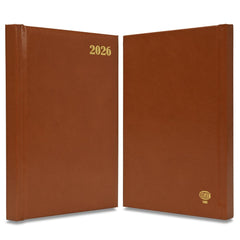 FIS Brown A5 Padded Hard Cover Vinyl 2026 Diary-FSDI18E26BR - Al Masam Stationery LLC