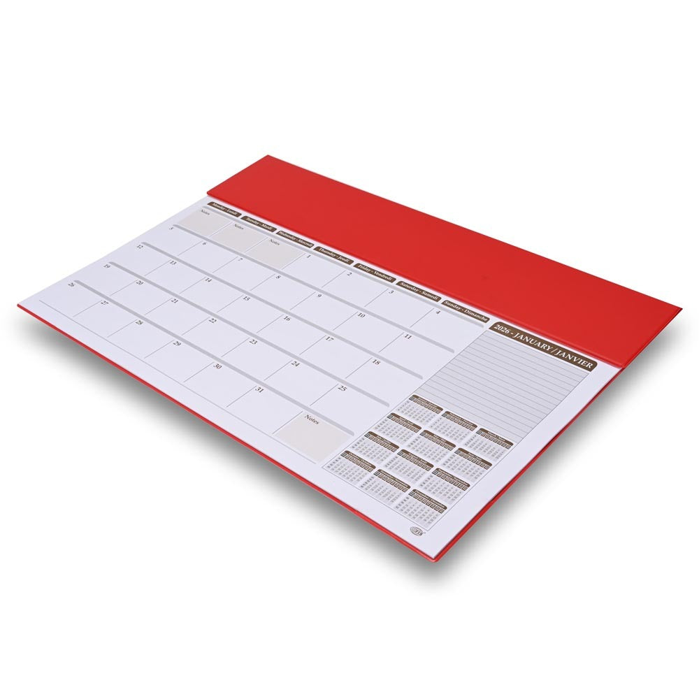 FIS Red PVC 490x340mm English-French 2026 Desk Planner - FSDK2EF26RE Main image