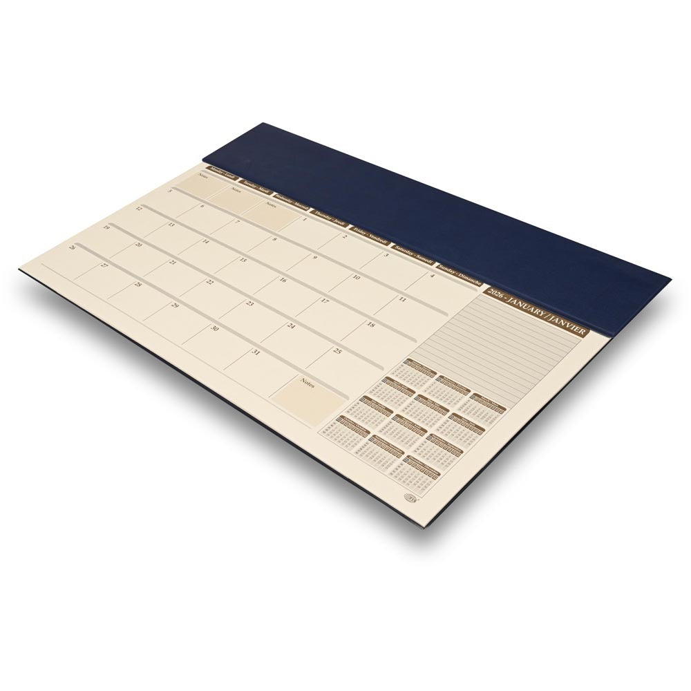 FIS Blue PU Flap 490x340mm English-French 2026 Planner - FSDKPEF26BL