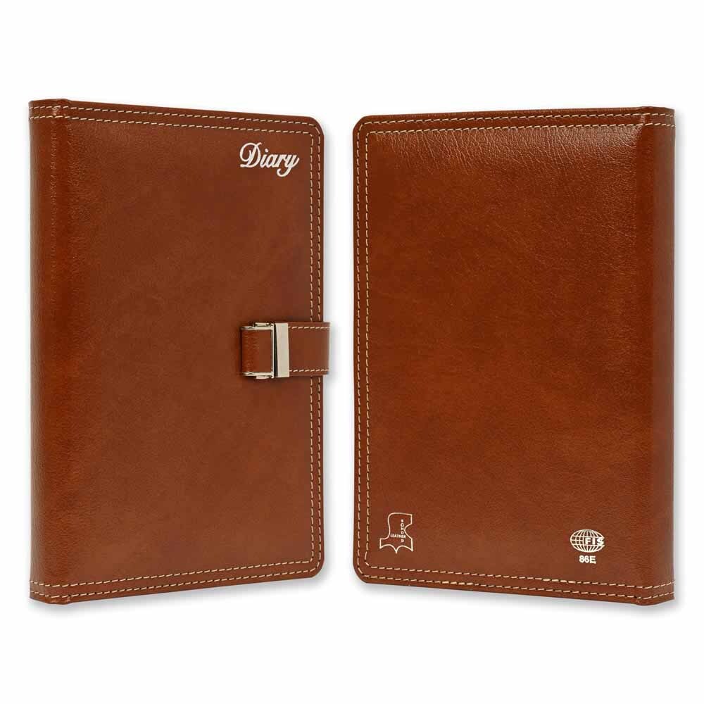 FIS Brown A5 Bonded Leather Magnetic Lock 2026 Diary-FSDI86E26D03 - Al Masam Stationery LLC