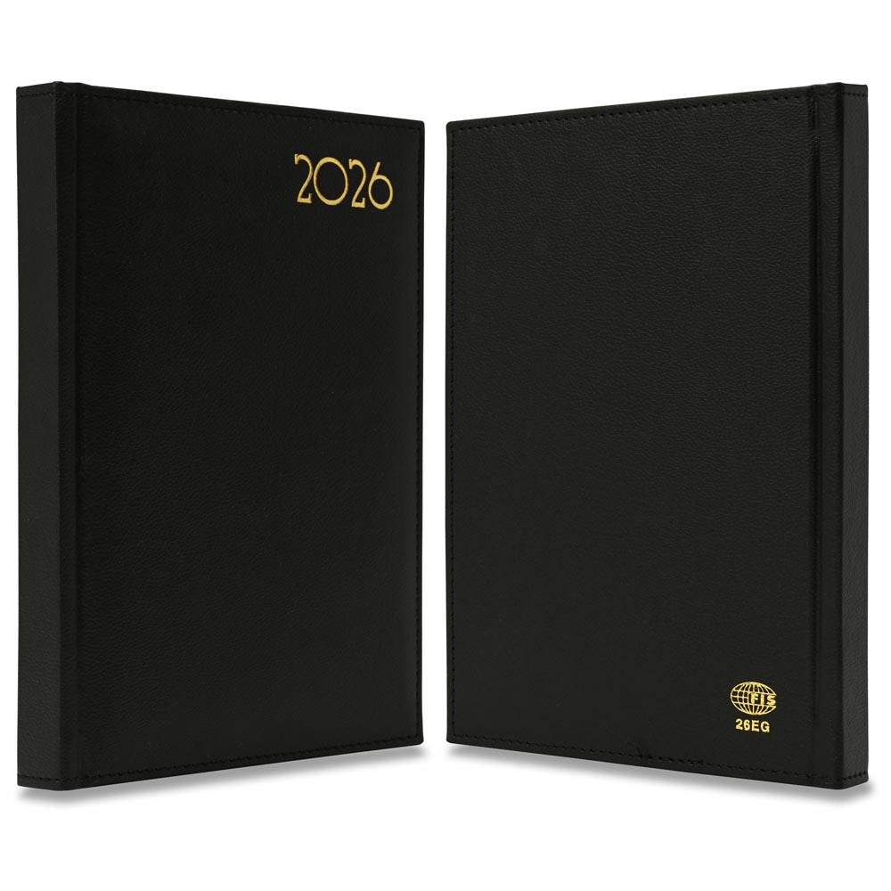 FIS Black A5 Golden PU Gilded Edge 2026 Diary-FSDI26EG26BK - Al Masam Stationery LLC