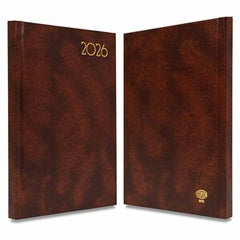 FIS Brown A5 Hard Cover Vinyl 2026 Weekly Diary-FSDI90E26BR - Al Masam Stationery LLC
