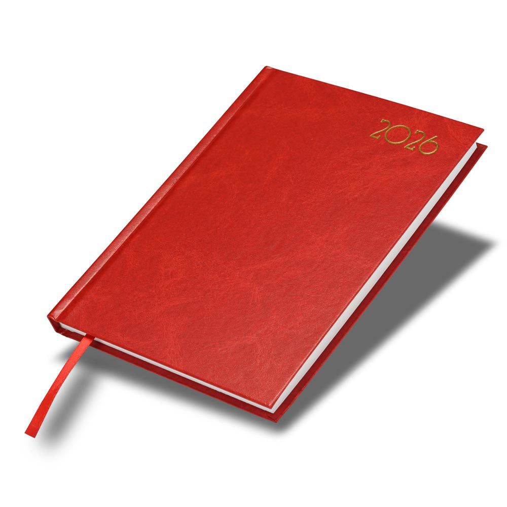 FIS Red A5 Hard Cover Vinyl 2026 Weekly Diary-FSDI90E26RE Main image