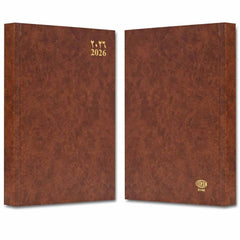 FIS Brown A5 Arabic-English Hard Cover Vinyl 2026 Diary-FSDI21AE26BR - Al Masam Stationery LLC