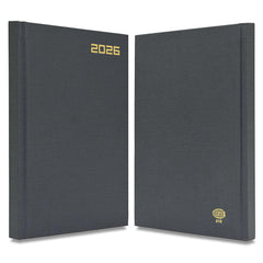 FIS Grey A5 Hard Cover Vinyl 2026 Diary-FSDI21E26GY