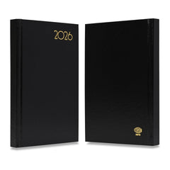 FIS Black A5 French Hard Cover Vinyl 2026 Diary-FSDI29FR26BK - Al Masam Stationery LLC