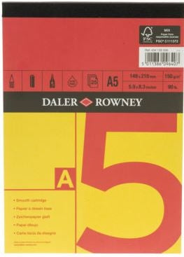 Daler Rowney A5 Red & Yellow Gummed Pad (150gsm) - Al Masam Stationery LLC