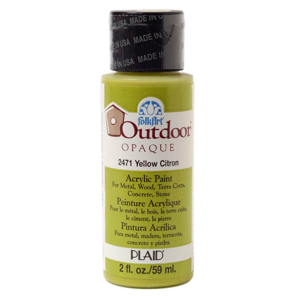 Folkart Outdoor Brush On - Yellow Citron  2 Oz. - Al Masam Stationery LLC