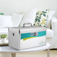 Glosen Lockable First Aid Box/Medicine Storage Box with Portable Handle Small Silver - Al Masam Stationery LLC