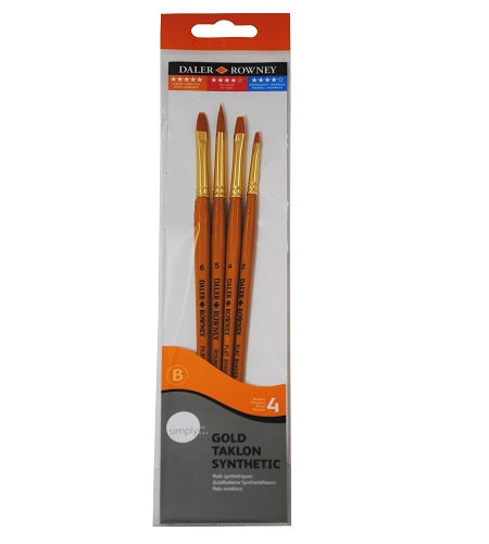 Daler Rowney Simply Short Handle Gold Taklon Brush Set # 3 Sh - Al Masam Stationery LLC